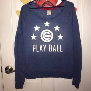 PINK MLB (Cubs) off the shoulder sweatshirt- small